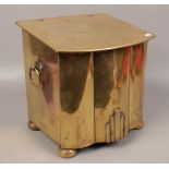 An Art Deco brass log box.