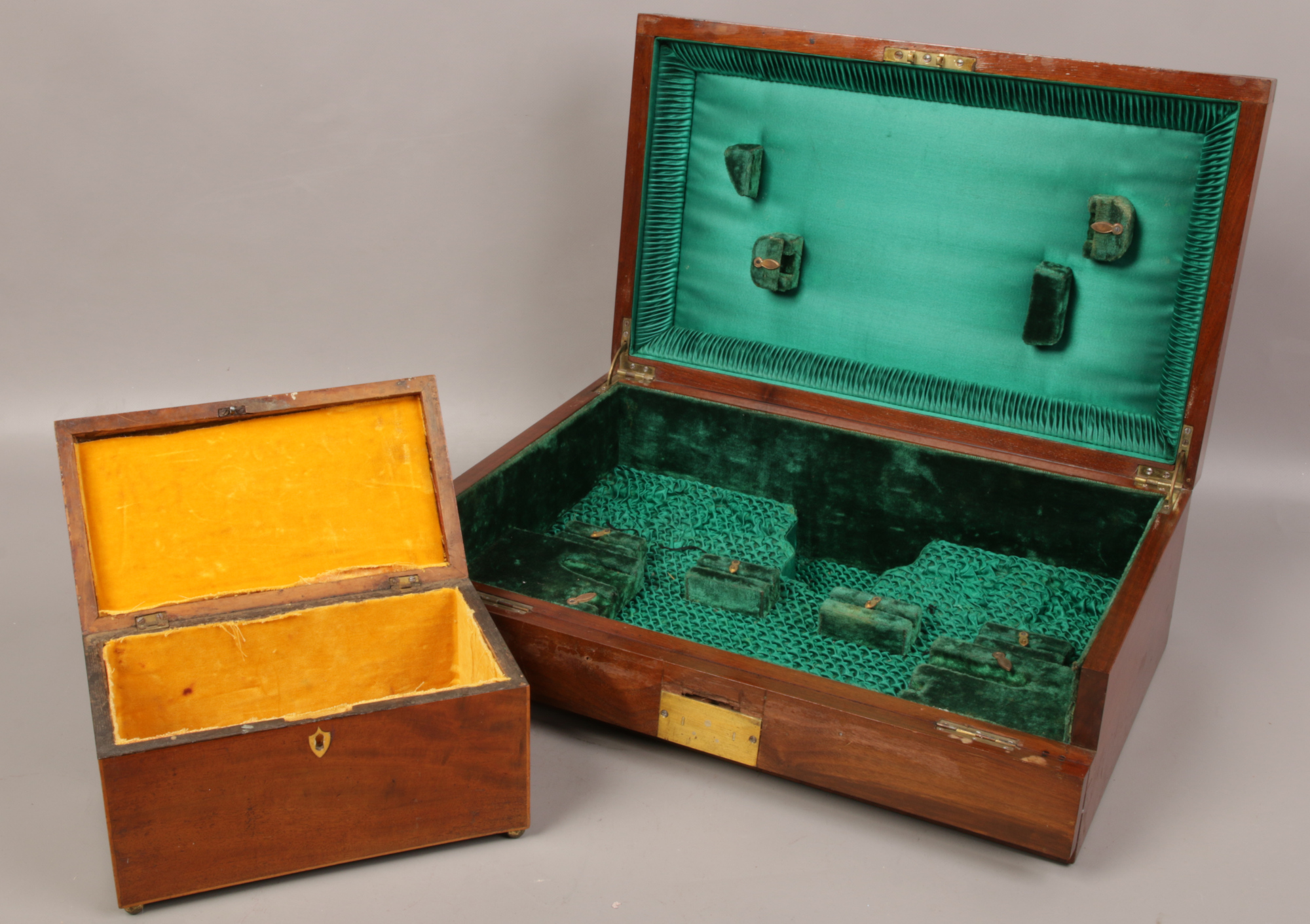 A mahogany cutlery box, along with a Victorian mahogany tea caddy. - Image 2 of 2