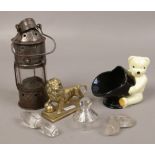 A group of collectables to include Wakefield miners lamp, Pountney & Co. Smith Parkinson & Cole