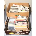 Two boxes of 45rpm singles with sleeves Cilla Black, Tony Bennett, Carpenters etc.