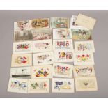 Fifteen embroidered First World War postcards, series of Buffs East Kent Regiment colour postcards