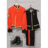 Royal Military police dress uniform, along with a pair of patent leather size 11 dress boots.