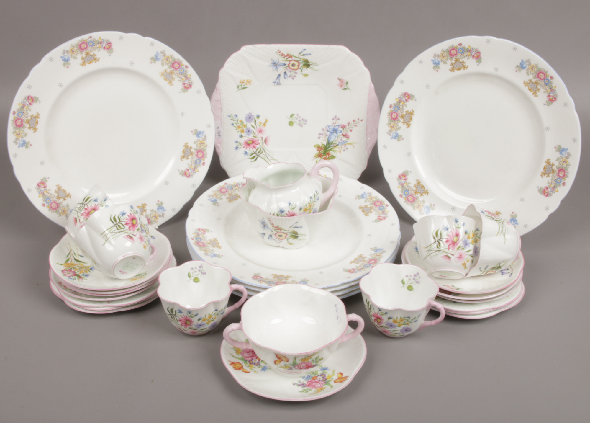 A collection of Shelley teawares to include 22 pieces of wild flowers decorated part tea service,