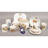 A collection of commemorative wares for King Edward VIII, ceramic jug, mugs, cabinet plates, pin