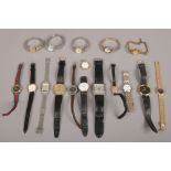 A box of 17 ladies and gents wristwatches all quartz movements.
