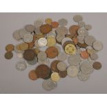 A box of mixed coins to include pre decimal examples.