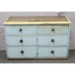 A Victorian painted pine chest of six drawers.
