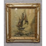 Ben Maile, ornate gilt framed oil on canvas, seascape, signed.