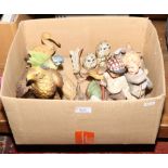 A box of bisque animal figures to include Leonardo collection elephants galore etc.