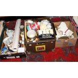 Three boxes of miscellaneous to include educational posters, ceramics, Denby, Poole bowl etc.