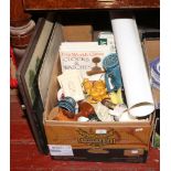 A box of miscellaneous ceramics, collectors books to include Wade, Lurpak advertising Royal Vale