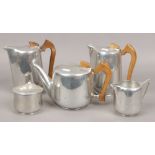 A collection of Piquot ware teawares to include teapot, coffee pot, milk jug etc.