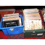 Two boxes of L.P records to include Elvis, Frank Sinatra, Cliff Richard etc.