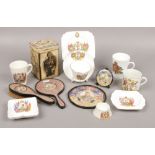 A collection of commemorative wares for King Edward VIII, mugs, egg cup, pin plates, trio,