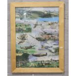 A pre assembled and framed World War II themed jigsaw, spitfire aircraft and crews.