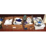 Four boxes of miscellaneous ceramics, glass and dinnerwares.