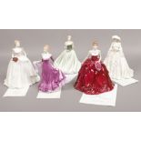 Five porcelain figures of ladies to include Coalport, Royal Doulton and Royal Worcester.