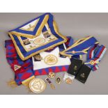 A quantity of Masonic regalia for Cheshire by makers Toye, Kenning & Spencer.