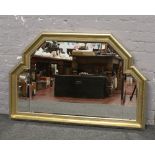 A bevel edge gilt framed over mantle mirror.