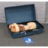 A cased medical anatomical teaching model. Anatomic Anne, makers Asbond S. Laerdal.