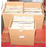 Three boxes of single records in original sleeves to include Rod Stewart, Bros, Kylie, Robert Palmer