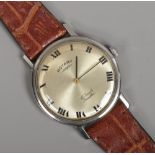 A Rotary manual wristwatch in stainless steel case, Roman numeral markers.