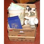 A Sylvac fauna bowl, Aynsley vase, Kingston pottery spaniel, along with stoneware tureen soup