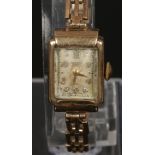 A ladies 9ct gold Rotary wristwatch with gold plated bracelet strap.
