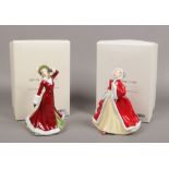 Two boxed Royal Doulton Petites figures. Rachel and Winter Romance. With certificates.