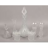 A collection of cut crystal to include decanter, vases, trinkets etc.