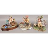 Three Capodimonte figures, two signed; Volta and Meneghetto.