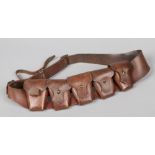 A World War I 1903 pattern leather 50 round Infantry bandolier. Leather inscribed Y. N. 123163. Good