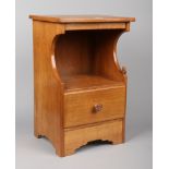 A Wilf Hutchinson Squirrel Man light oak bedside cabinet. With carved squirrel motif and Yorkshire