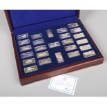 The Birmingham Mint, a cased set of 25 limited edition cast silver ingots in memoration of the