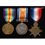 A Trio of World War I medals awarded to three recipients. 1914-15 Star to 40374 Sp R:H Davis R. E.