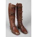 A pair of World War I Officers leather field boots. Makers Craig & Davies, London, Woolwich. Size 7.