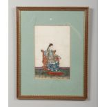 A 19th century Chinese painting on pith paper in later gilt frame. Portrait of an Empress seated
