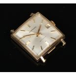 A gentleman's 9 carat gold cased Garrard automatic presentation watch head. With square satin