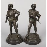 Jean Jules Salmson (French 1823-1903) pair of patinated bronze figures of soldiers, one modelled