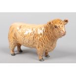 A Beswick Silver Dunn Galloway bull in gloss finish. Printed marks, 19cm long. One tiny nick to