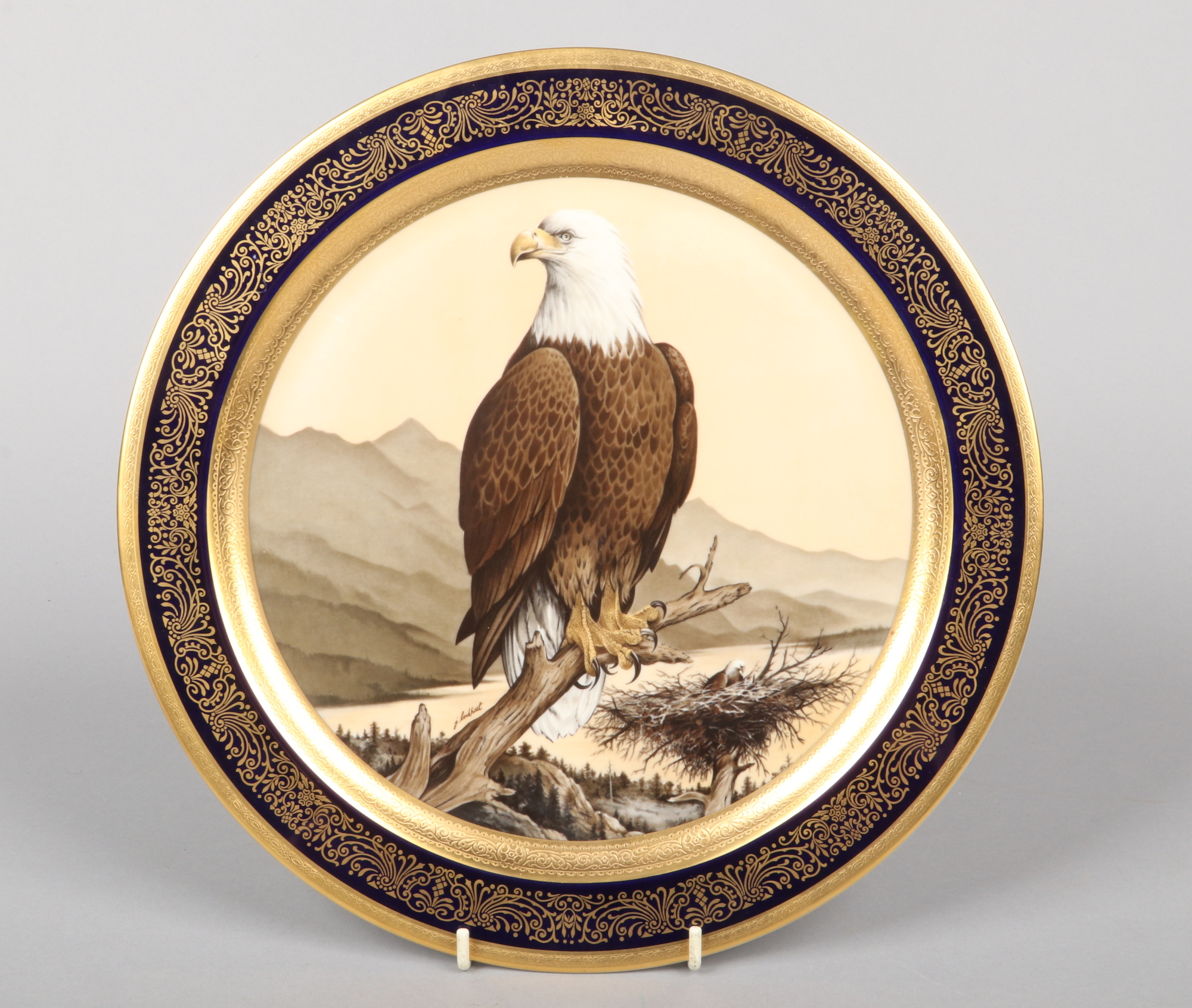 A boxed American Pickard China limited edition charger. Titled American Bald Eagle after and