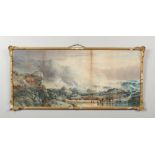 R. Hunter (English 19th century) gilt framed watercolour. Coastal scene with rough seas. Signed