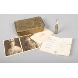 A First World War Princess Mary Christmas Gift Fund tin 1914. With original bullet case pencil,