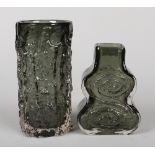 A Whitefriars glass pewter Cello vase designed by Geoffrey Baxter c.1960 along with a similar bark