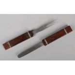 A World War I Officers combination campaign cutlery set with rosewood scales. W. H. Wragg,