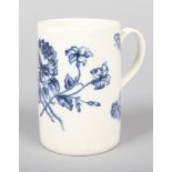 A large Caughley cylindrical tankard having strap handle with moulded thumb piece. Printed in