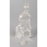 A Chinese carved rock crystal figure of Guanyin, 13cm. Head re glued. Some loss to the front.
