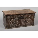 A 19th century Moroccan blanket box inlaid with mother of pearl, 62cm wide.