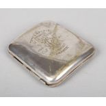 A World War I era silver plated cigarette case. Inscription for the 73rd F. A. Sports 3rd prize 2