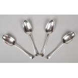 Four George II silver tablespoons by John Gorham. Each engraved with a griffin crest. Three